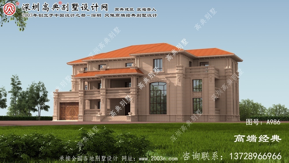 章丘市鄉村三層別墅外觀圖