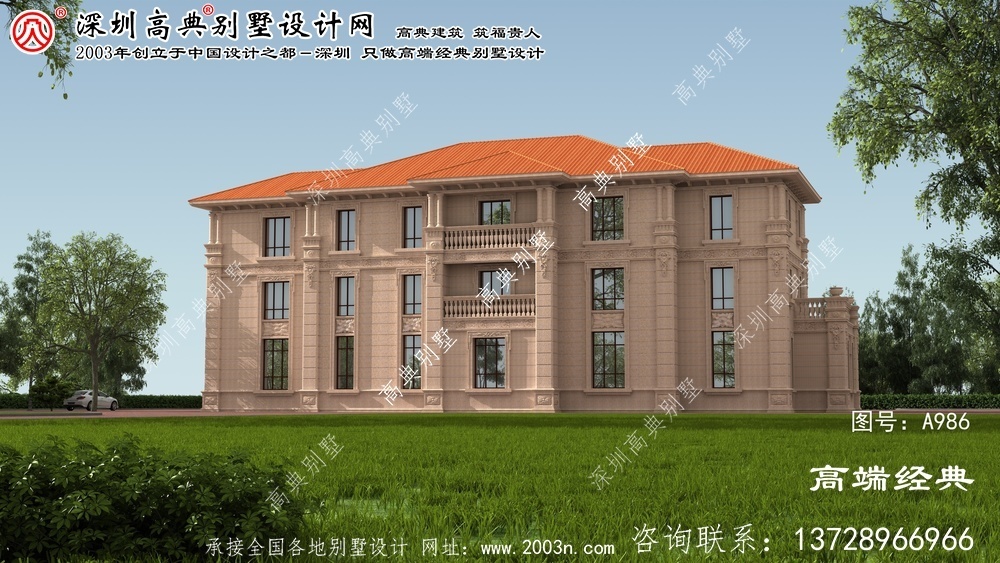 章丘市鄉村三層別墅外觀圖