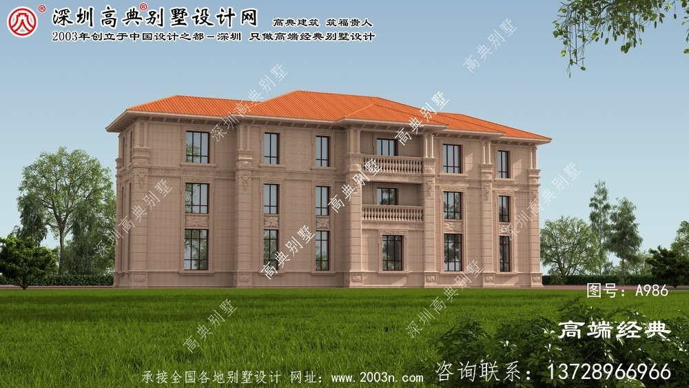 章丘市鄉村三層別墅外觀圖