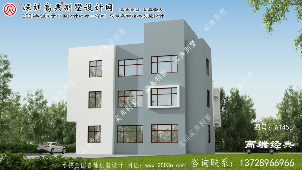 景縣農(nóng)村3層自建別墅效果圖