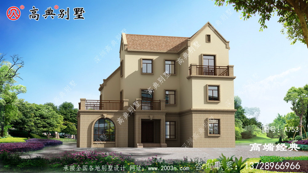 井岡山市歐式風格新款三層小別墅設計圖