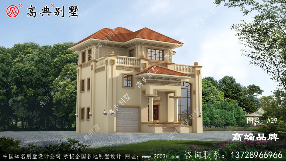 農(nóng)村二層房的設計圖突出了歐式的浪漫風情