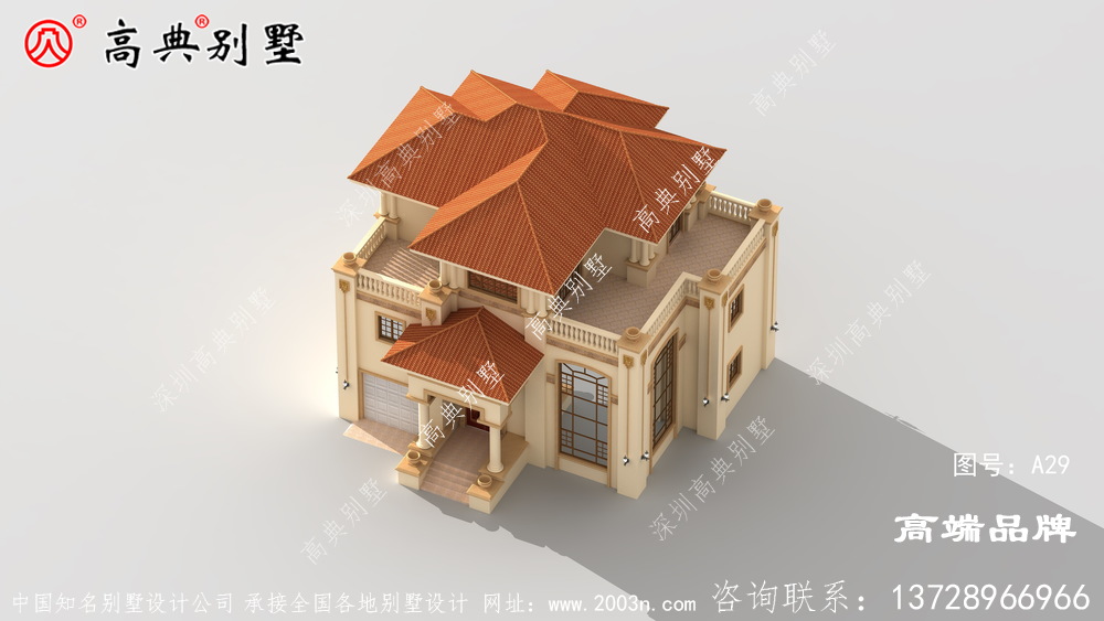 農(nóng)村二層房的設計圖突出了歐式的浪漫風情
