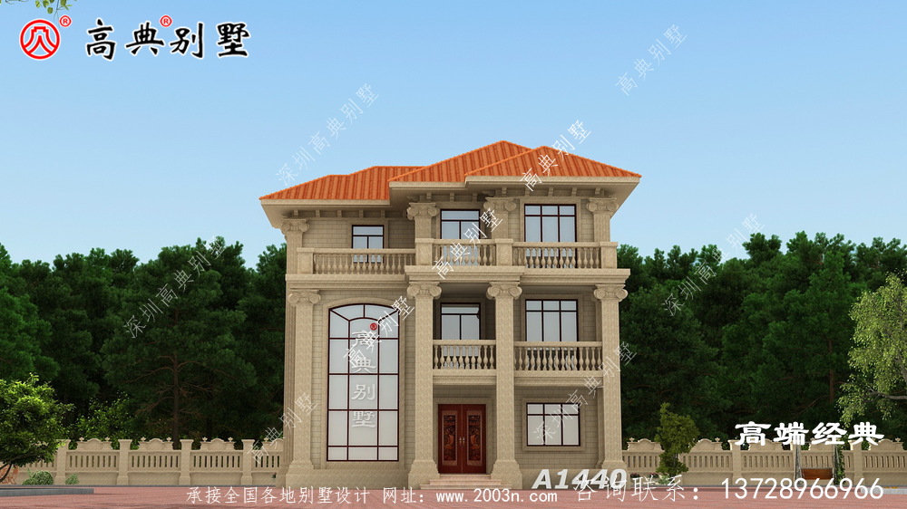 簡(jiǎn)歐三層小戶型農(nóng)村別墅效果圖