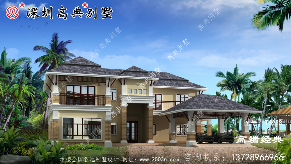 最新款二層別墅圖,外觀簡單漂亮,回鄉(xiāng)建房就選它