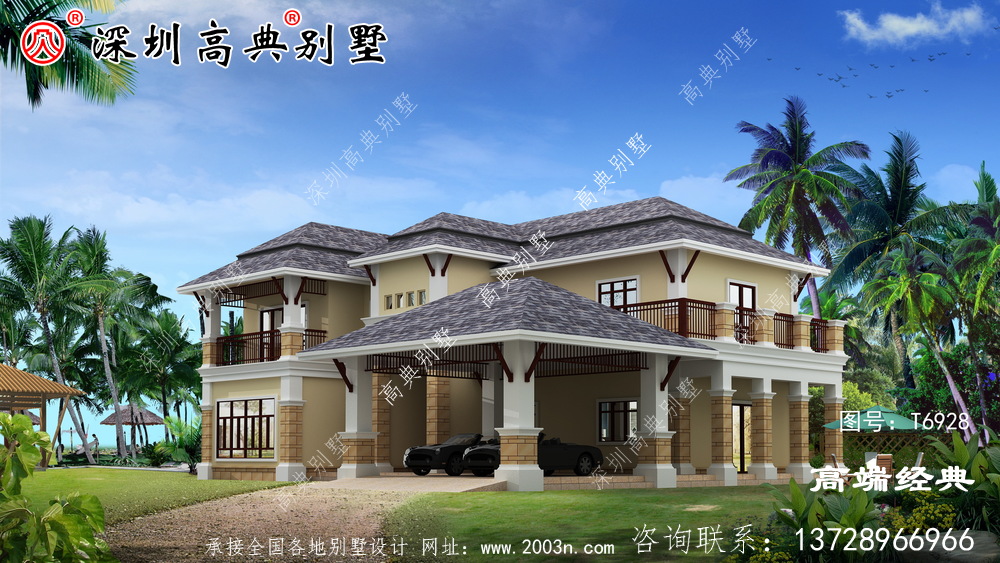 最新款二層別墅圖,外觀簡單漂亮,回鄉(xiāng)建房就選它