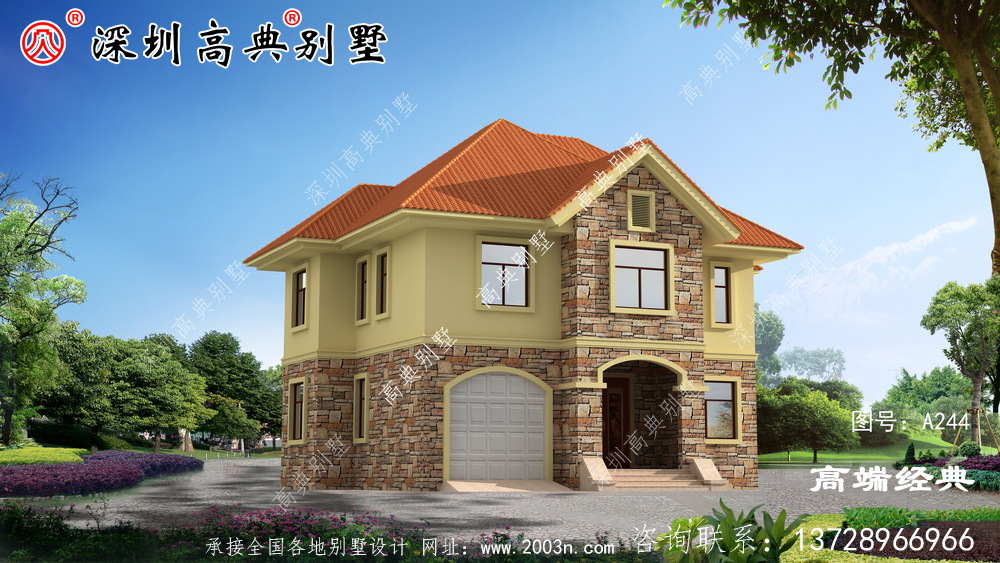 這款戶型采用尖頂設計 ，線條清晰外帶車庫