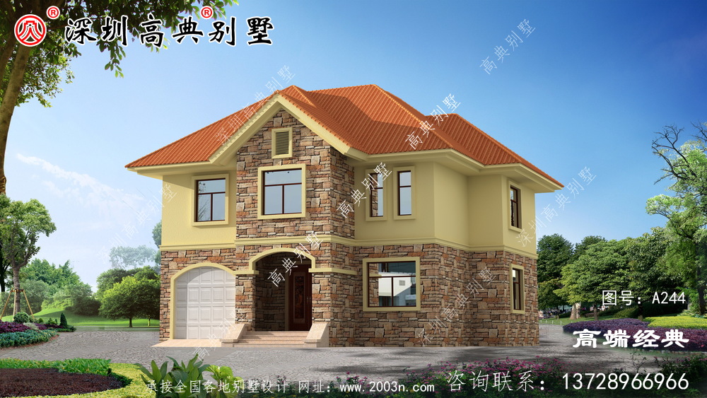 這款戶型采用尖頂設計 ，線條清晰外帶車庫