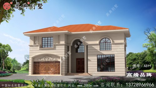 簡歐兩層戶型圖外帶車庫，連接陽臺采光通風俱佳