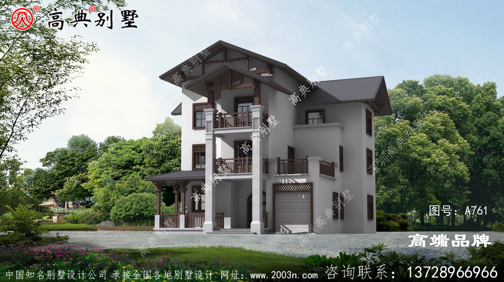 本戶型外觀簡約大氣，方正的設計符合農村住宅標準