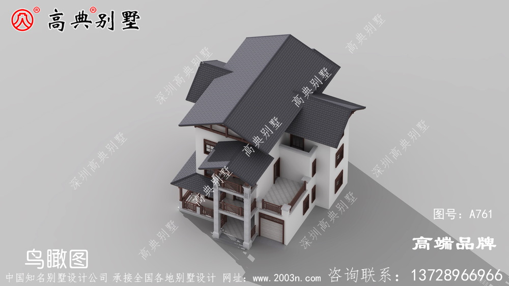本戶型外觀簡約大氣，方正的設計符合農村住宅標準