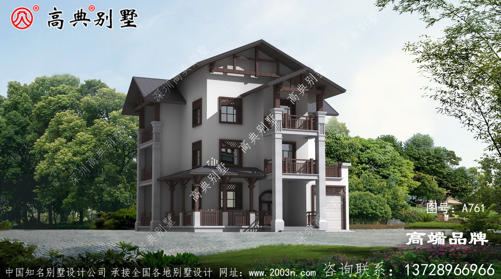 本戶型外觀簡約大氣，方正的設計符合農村住宅標準