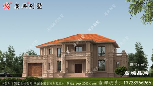 整體用棕色真石漆裝飾褐色面磚點綴簡潔大氣