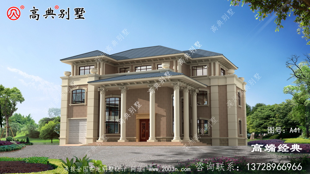 鄉村三層小別墅外觀效果圖設計圖紙，年輕人都喜歡的款式