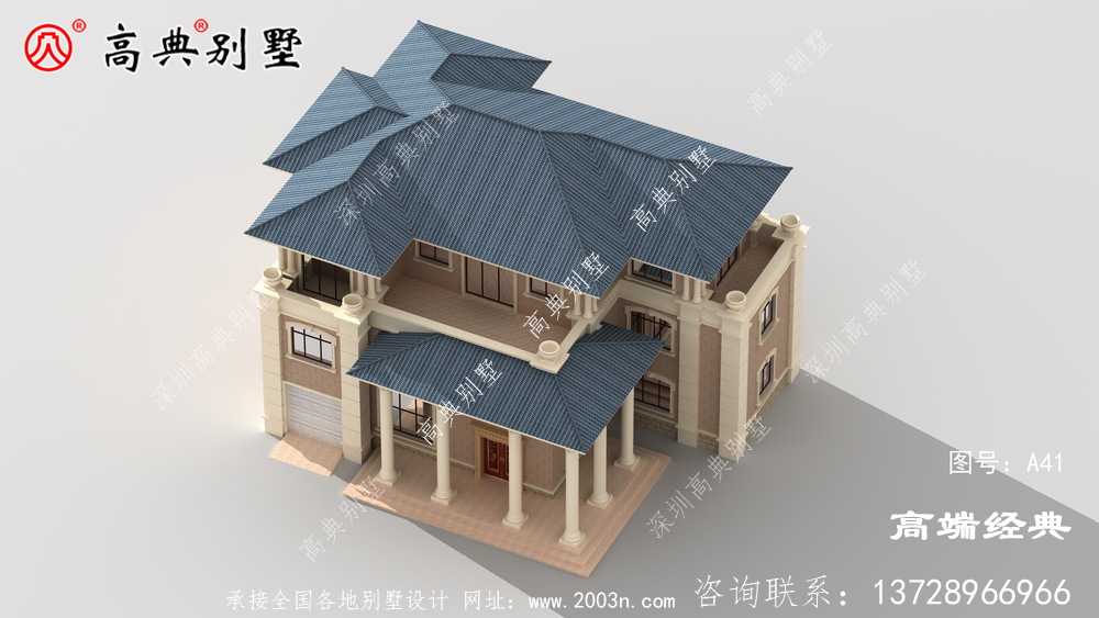 鄉村三層小別墅外觀效果圖設計圖紙，年輕人都喜歡的款式