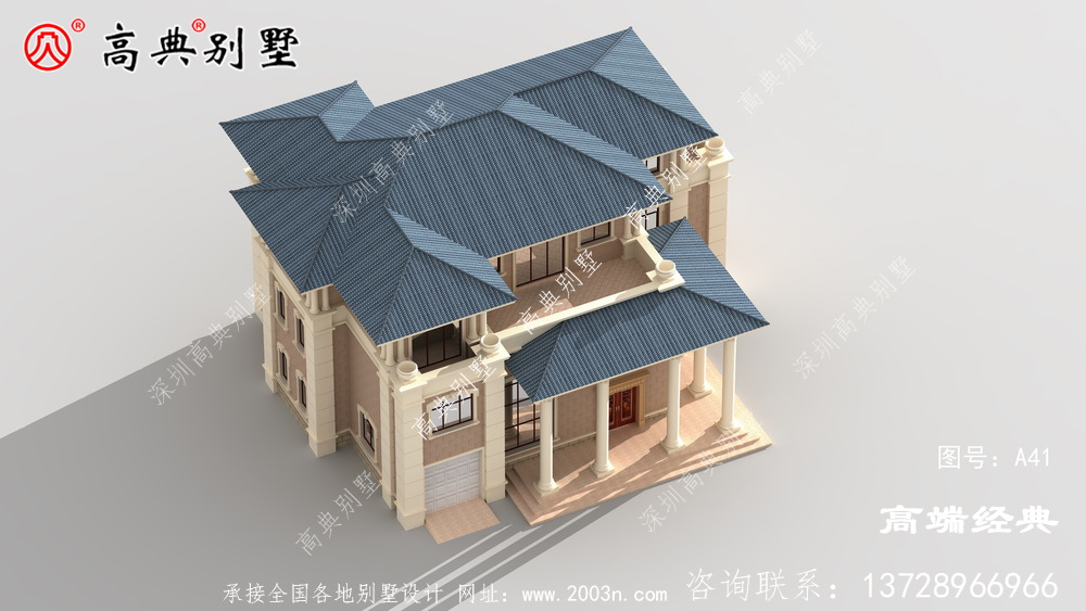 鄉村三層小別墅外觀效果圖設計圖紙，年輕人都喜歡的款式