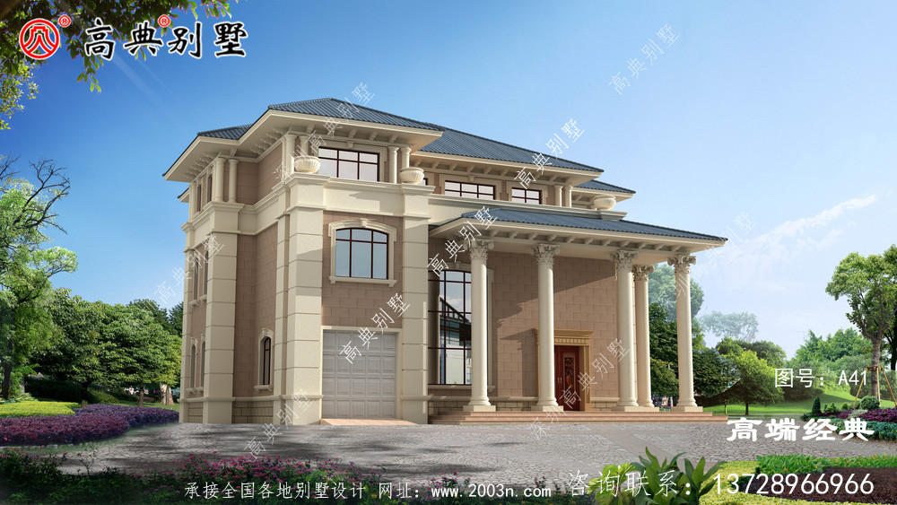 鄉村三層小別墅外觀效果圖設計圖紙，年輕人都喜歡的款式